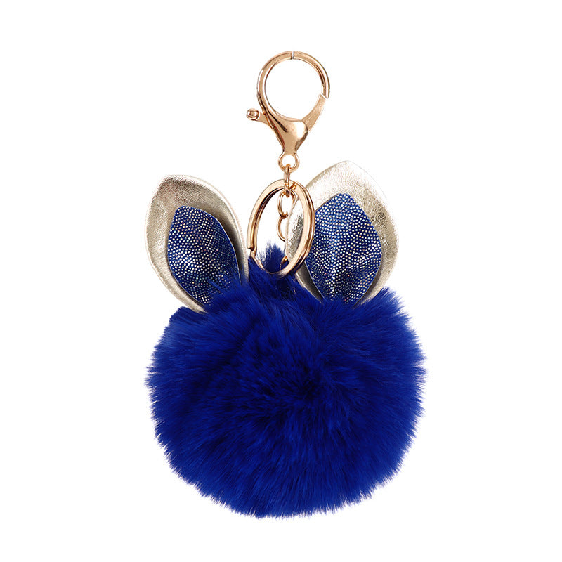 Wholesale Sequin Rabbit Ear Fur Ball Keychain